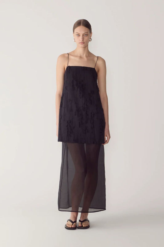 Foemina Hermione Frayed Jacquard Dress - Black
