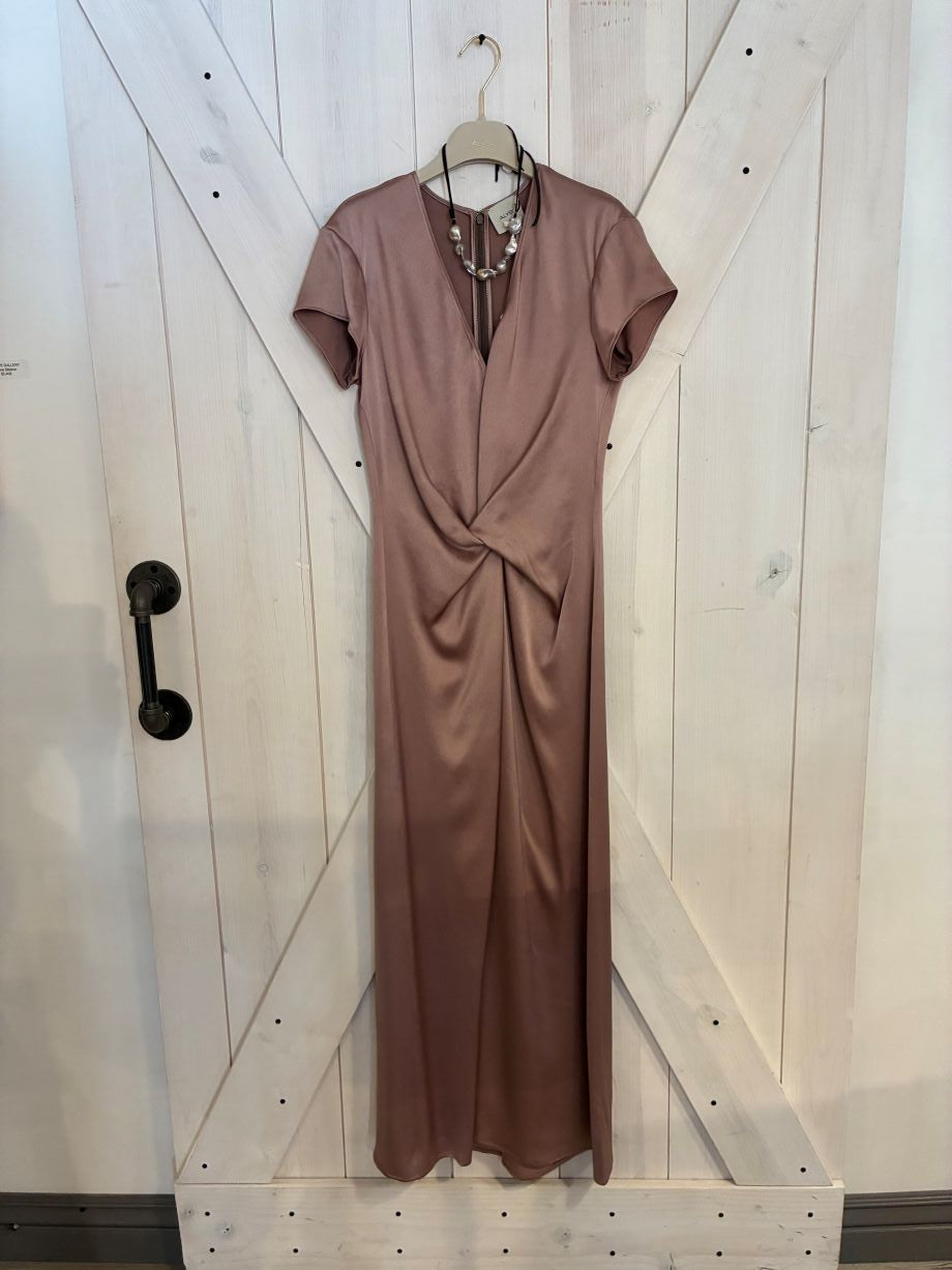 Alysi V-Neck Satin Dress - Choco