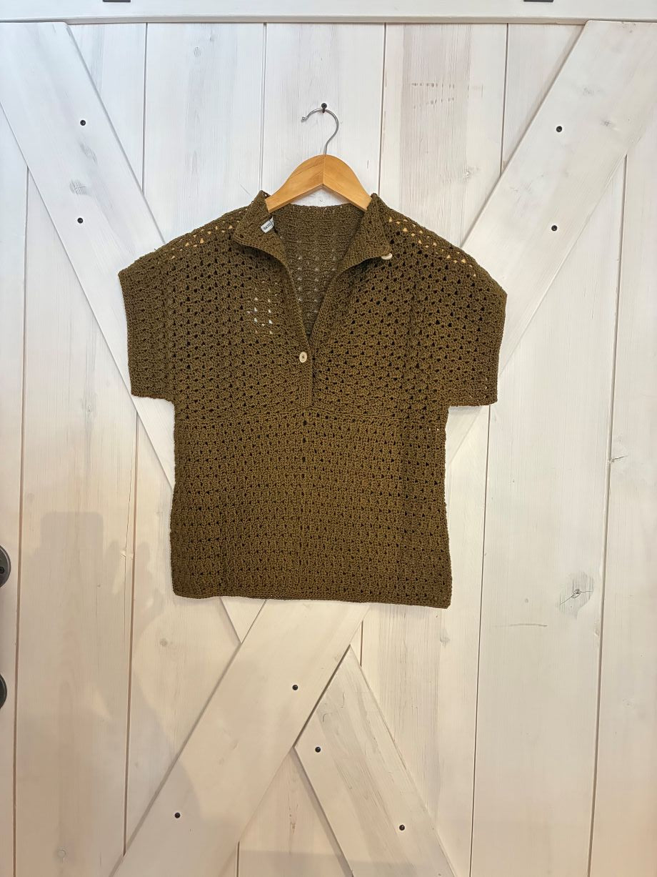 Rachel Comey Morelia Open Crochet Top - Olive
