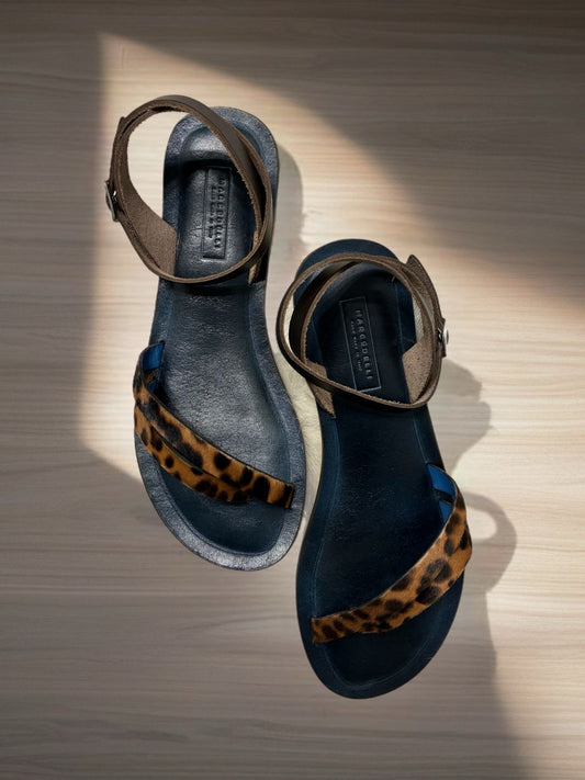 Marco Delli Elba Strappy Sandal - Leopard Pony
