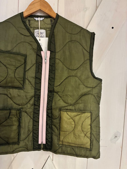Sloppy Seconds Liner Vest - Olive/Pink