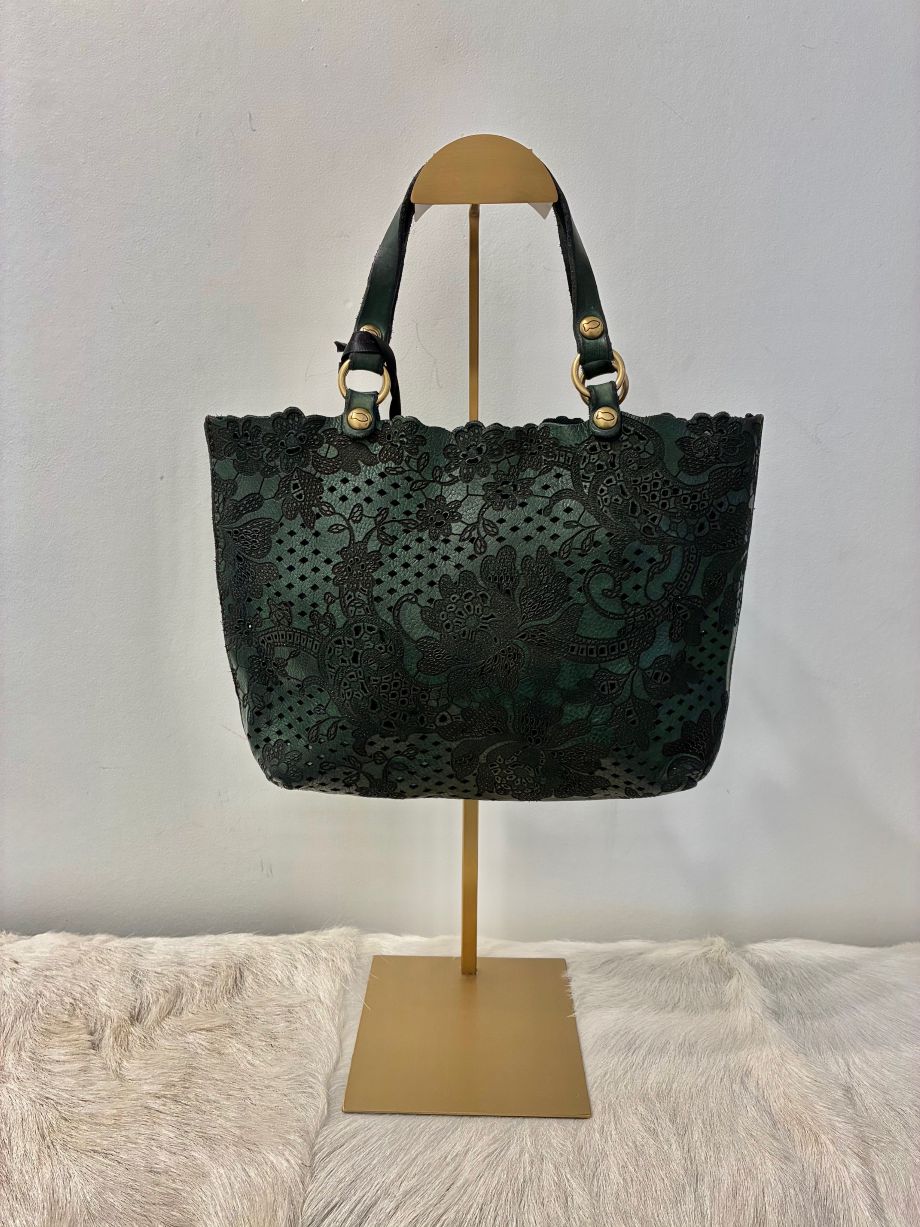 Campomaggi Maura Perforated Crossbody Bag - Green Bottle