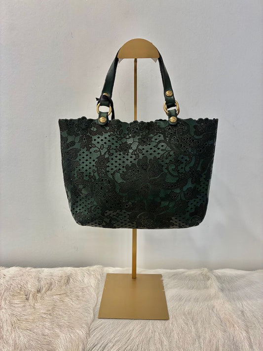Campomaggi Maura Perforated Crossbody Bag - Green Bottle