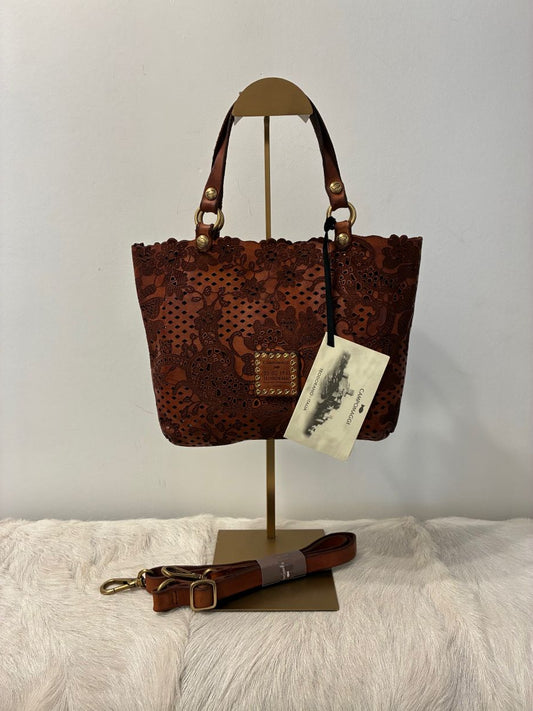 Campomaggi Maura Perforated Crossbody Bag - Cognac