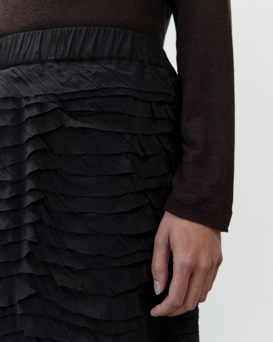 Alysi Midi Skirt with Ruffles - Black