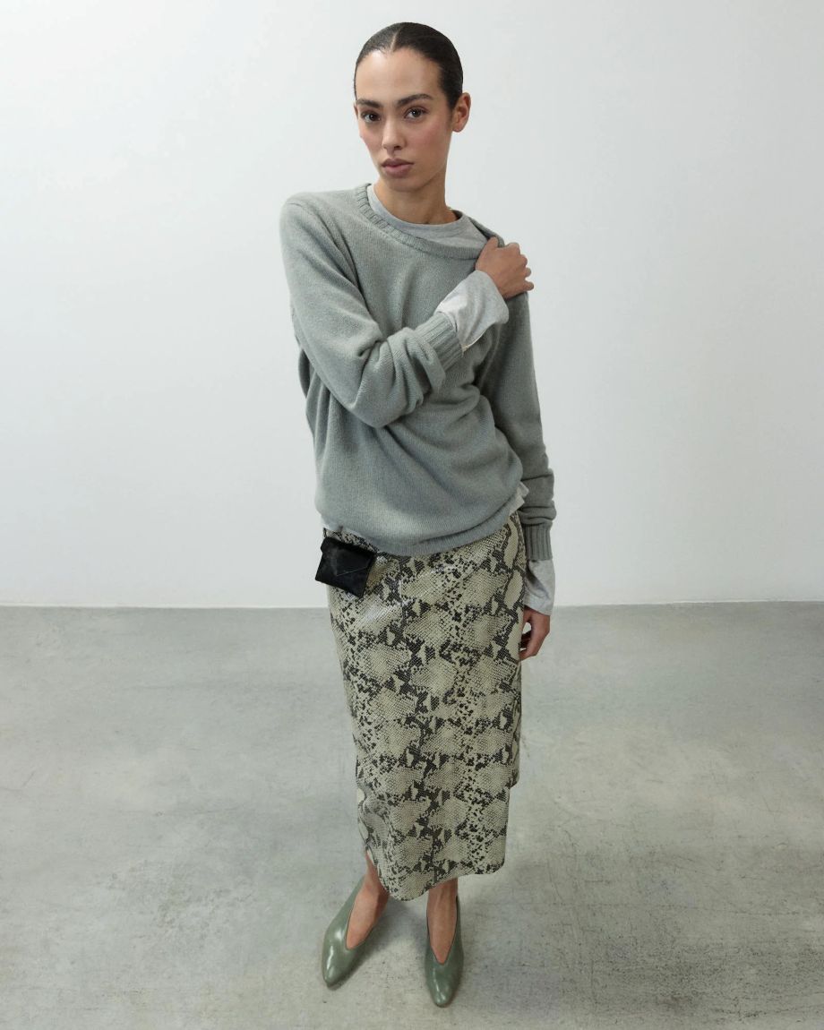 Alysi Embossed Leather Skirt - Python