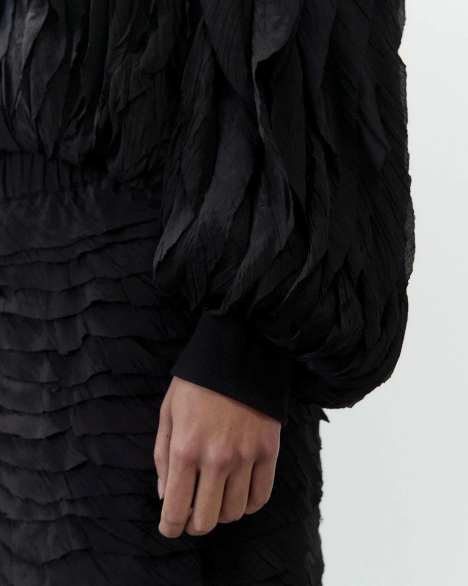 Alysi Bomber Jacket with Ruches - Black