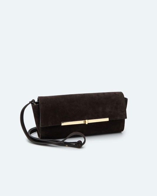 Alysi Clutch Bag in Suede - Chocolate