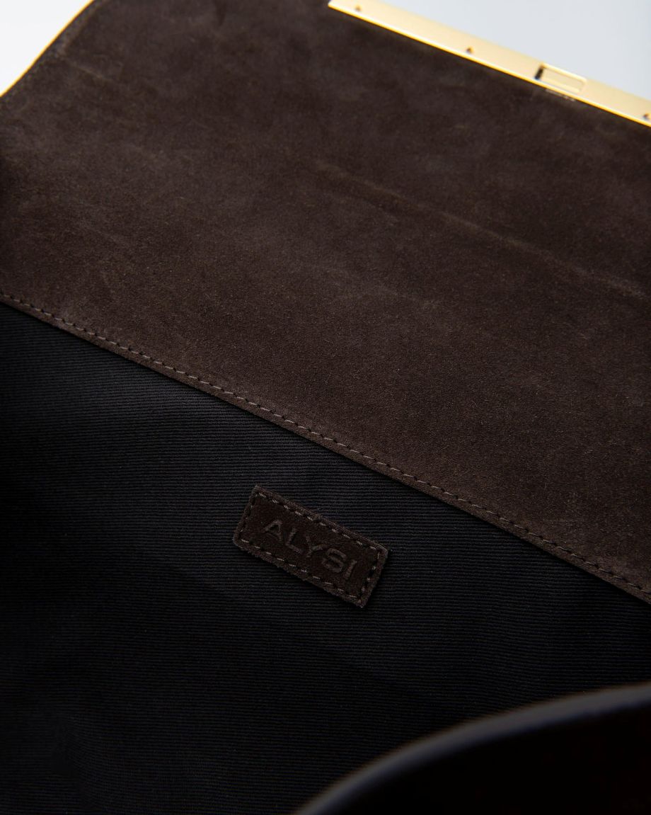 Alysi Clutch Bag in Suede - Chocolate