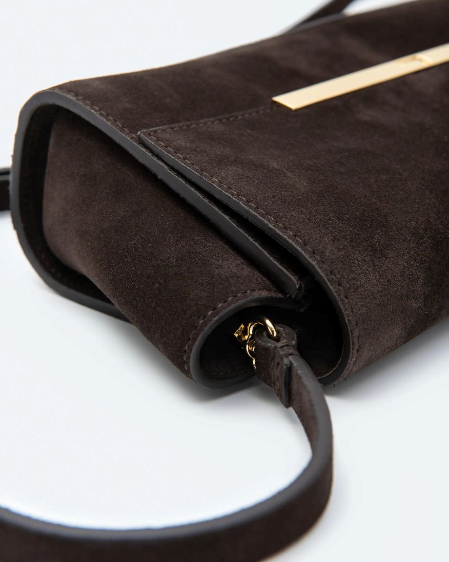 Alysi Clutch Bag in Suede - Chocolate