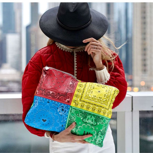 Hi, Love Jumbo Bandana Zipper Pouch - Multi