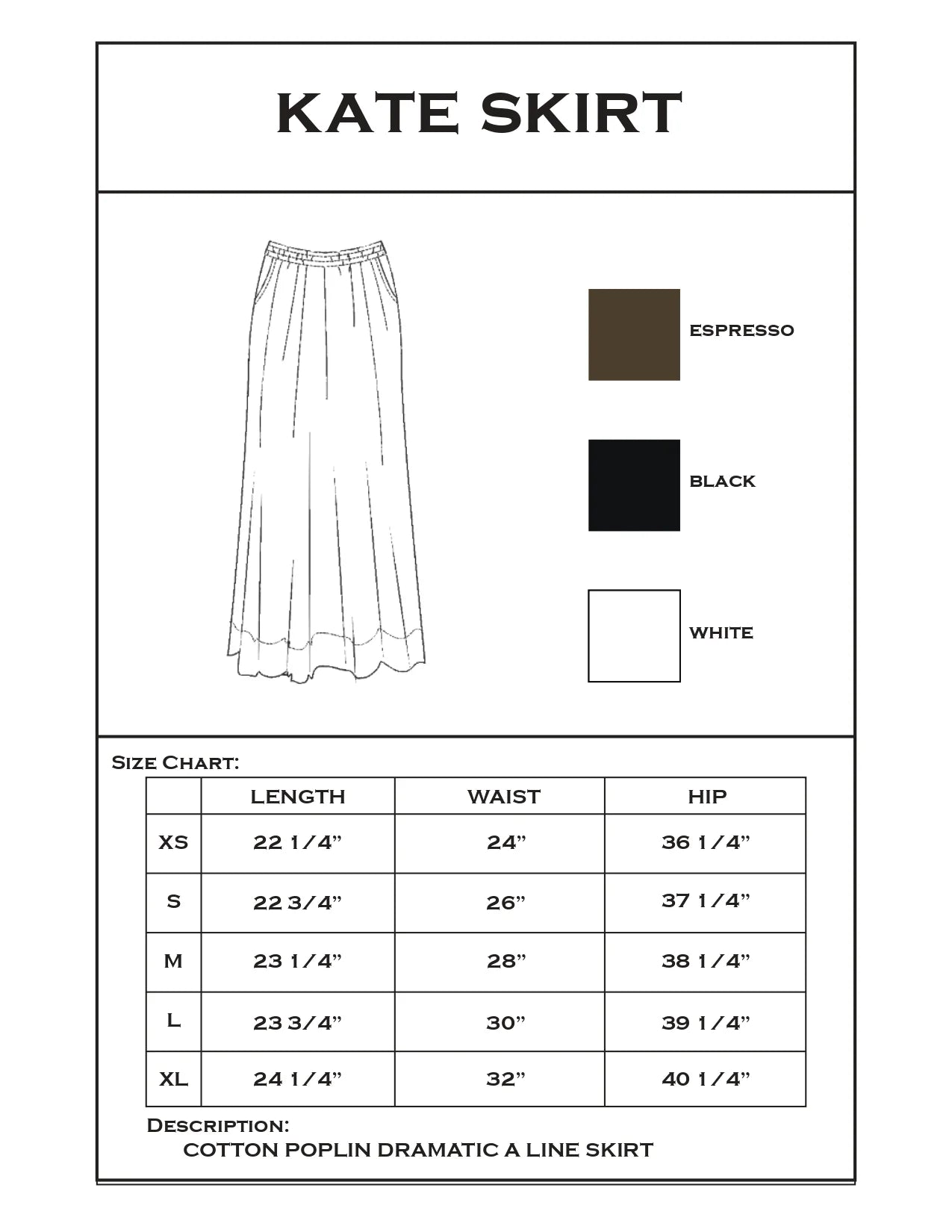 Asher Kate Poplin Skirt - White