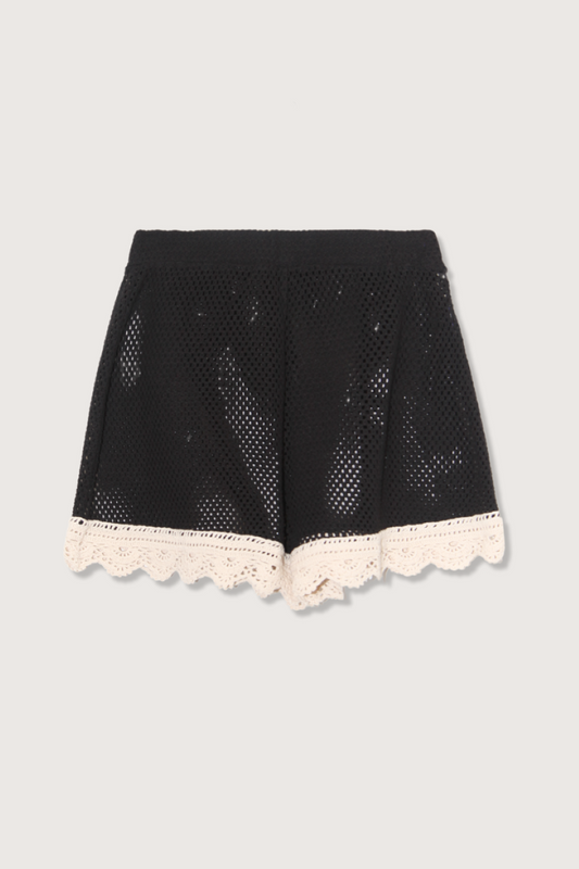 Sea-NY Kendall Crochet Shorts - Black