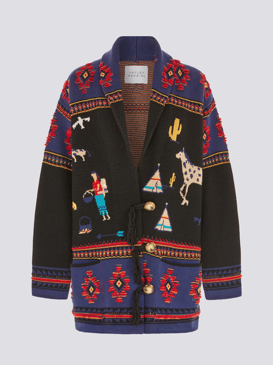 Hayley Menzies Nomadic Tapestry Cardigan - Black