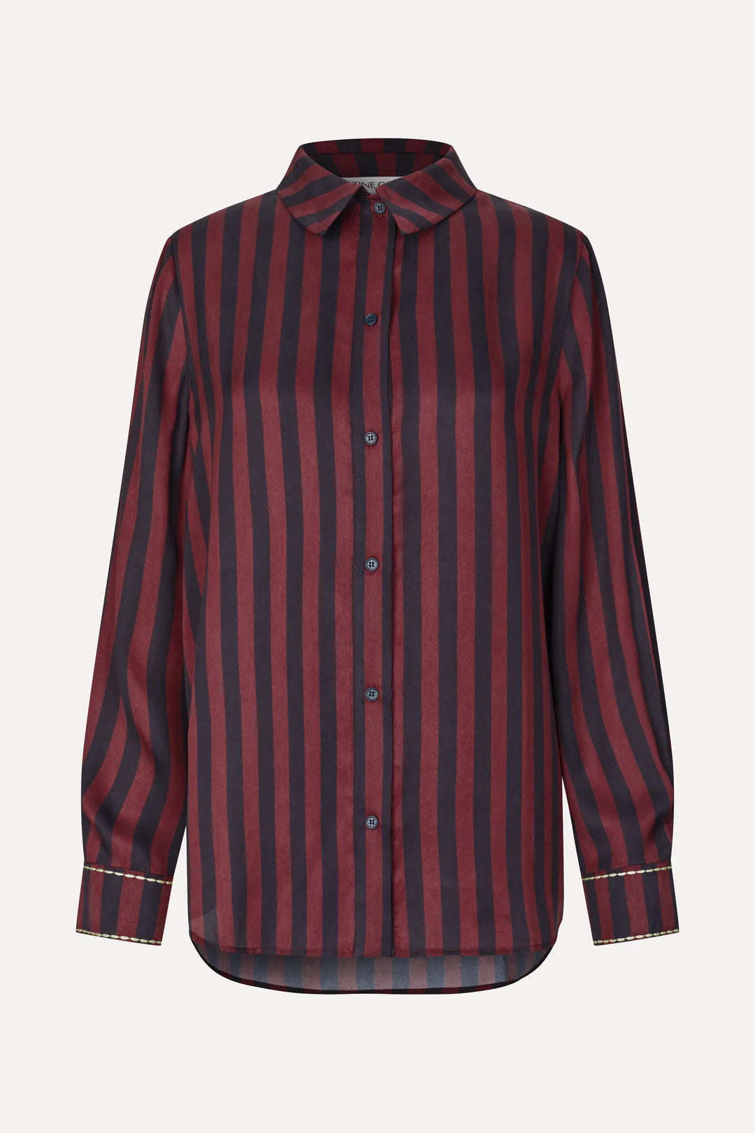 Stine Goya Long Sleeve Shirt - Navy/Burgundy Wallpaper Stripes