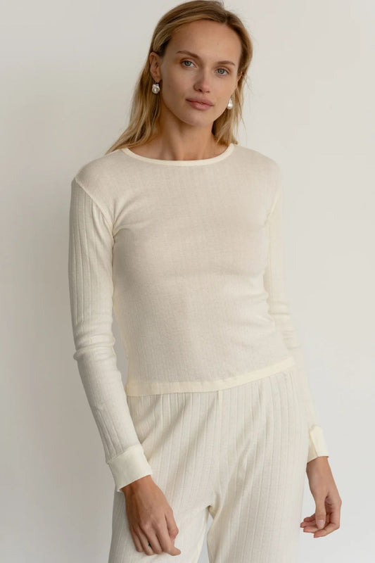 DONNI. Pointelle Long Sleeve - Cream