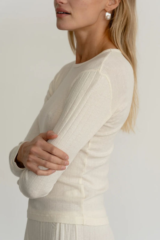 DONNI. Pointelle Long Sleeve - Cream