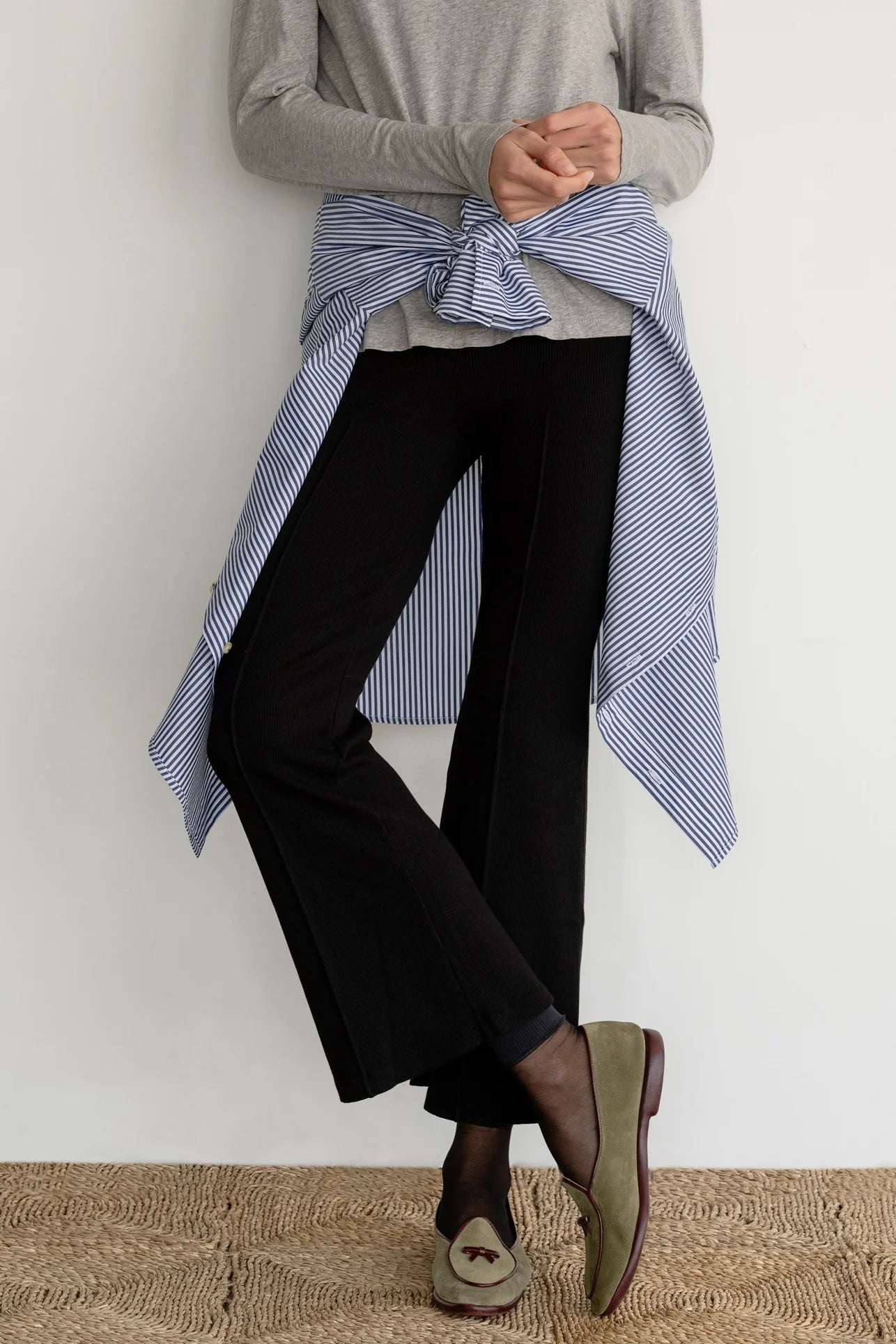 Donni Rib Kick Flare Pant - Jet
