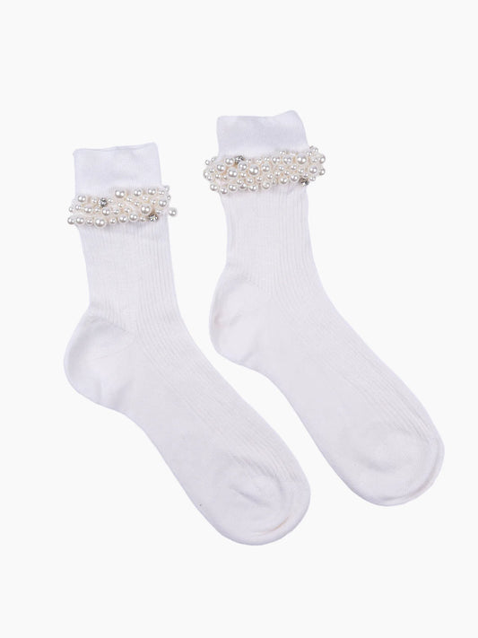 Maria La Rosa Miami Perles Sock - White