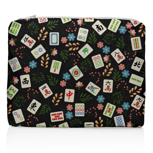 Hi, Love Medium Mahjong Zipper Pouch - Black