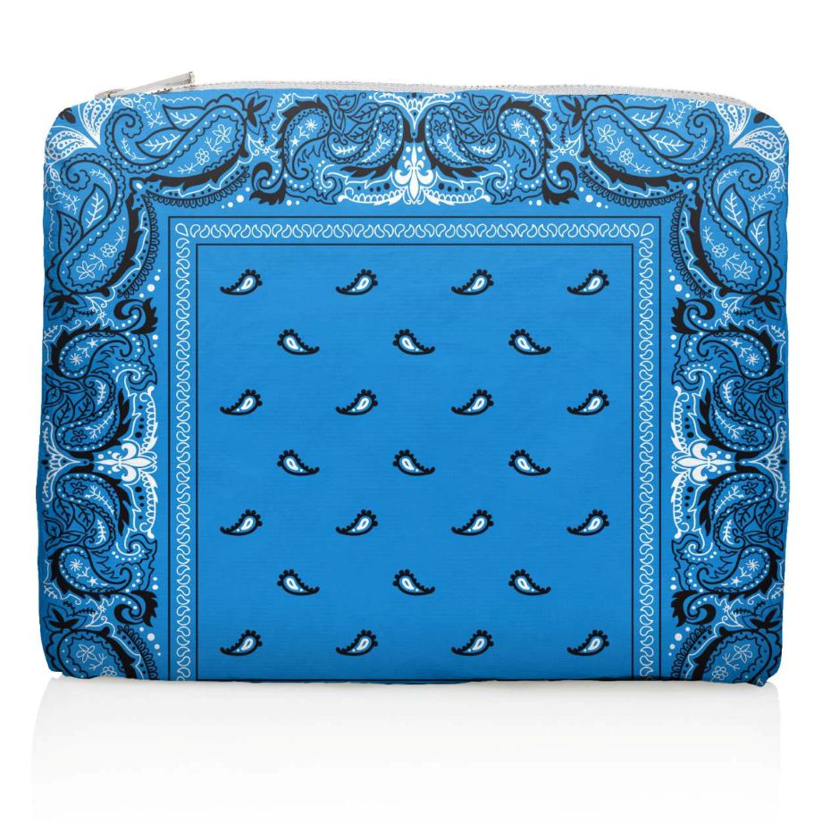 Hi, Love Medium Bandana Zipper Pouch - Sky Blue