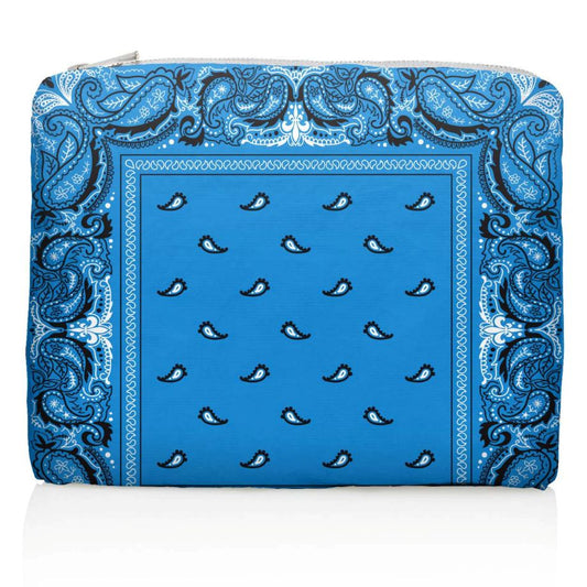 Hi, Love Medium Bandana Zipper Pouch - Sky Blue