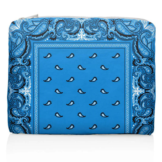 Hi, Love Medium Zipper Pouch - Sky Blue Bandana
