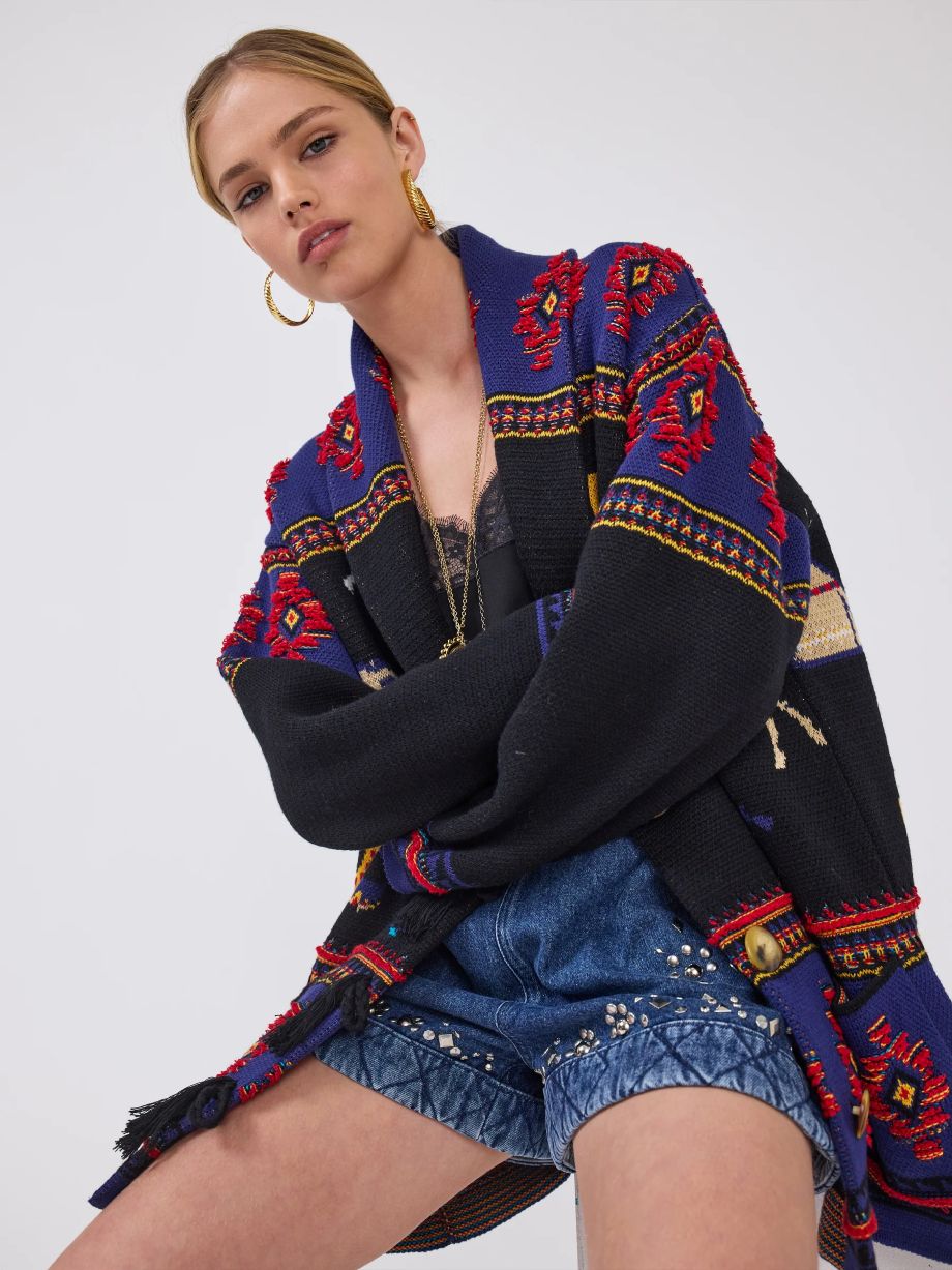 Hayley Menzies Nomadic Tapestry Cardigan - Black