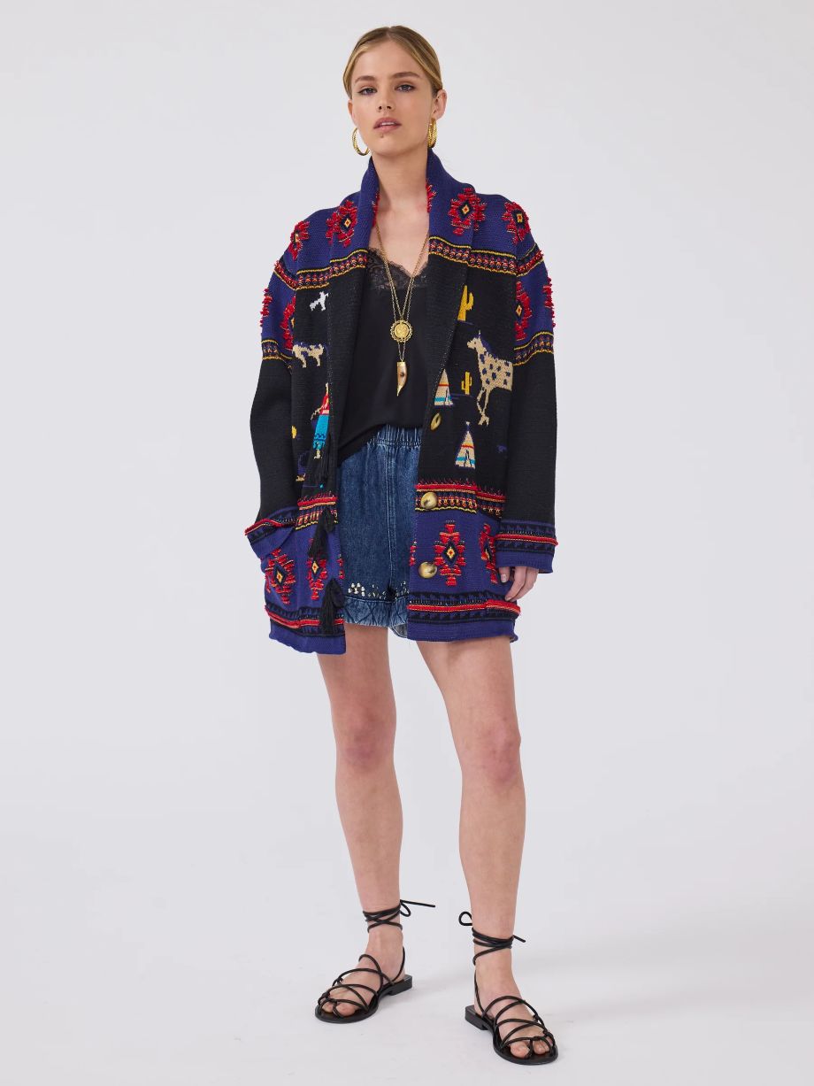 Hayley Menzies Nomadic Tapestry Cardigan - Black