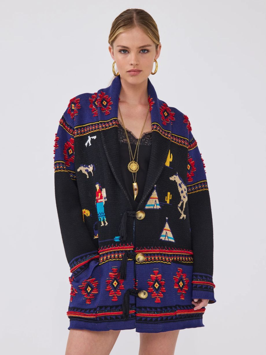 Hayley Menzies Nomadic Tapestry Cardigan - Black