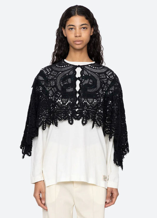 Sea-NY Alina Lace Cape - Black
