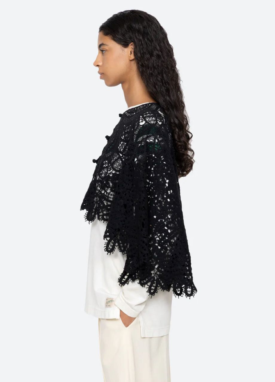 Sea-NY Alina Lace Cape - Black