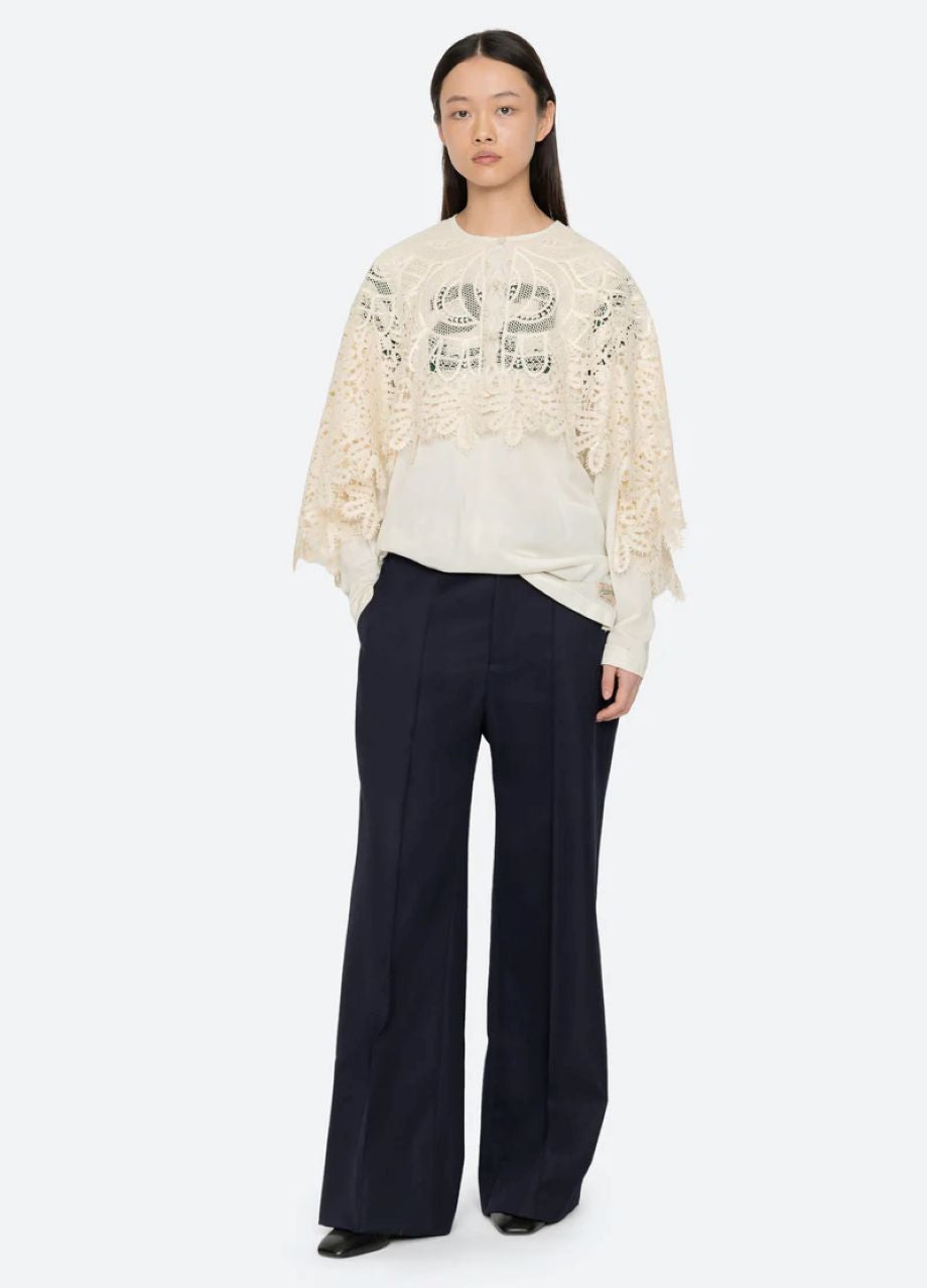 Sea-NY Alina Lace Cape - Cream