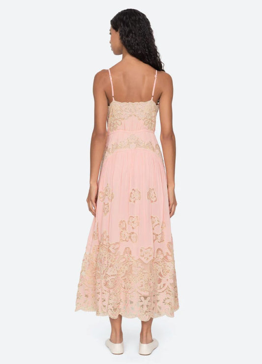 Sea-NY Gracelyn Lace Embroidered Slip Dress - Pink
