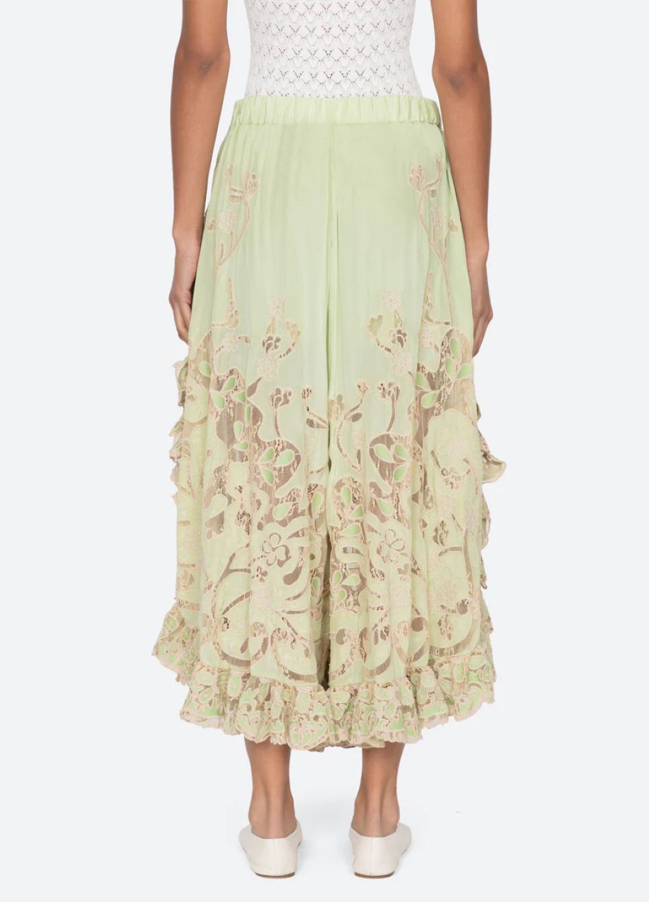 Sea-NY Gracelyn Lace Embroidered Pants - Green