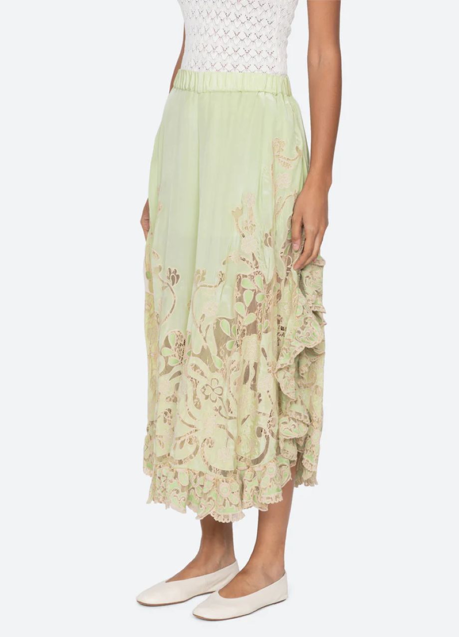Sea-NY Gracelyn Lace Embroidered Pants - Green