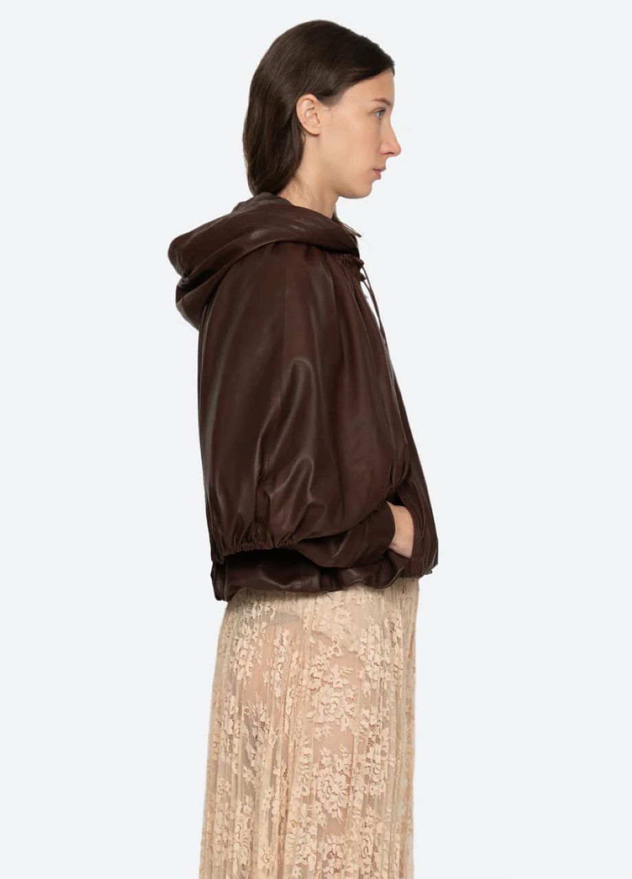 Sea-NY Thompson Leather Cape Jacket - Brown