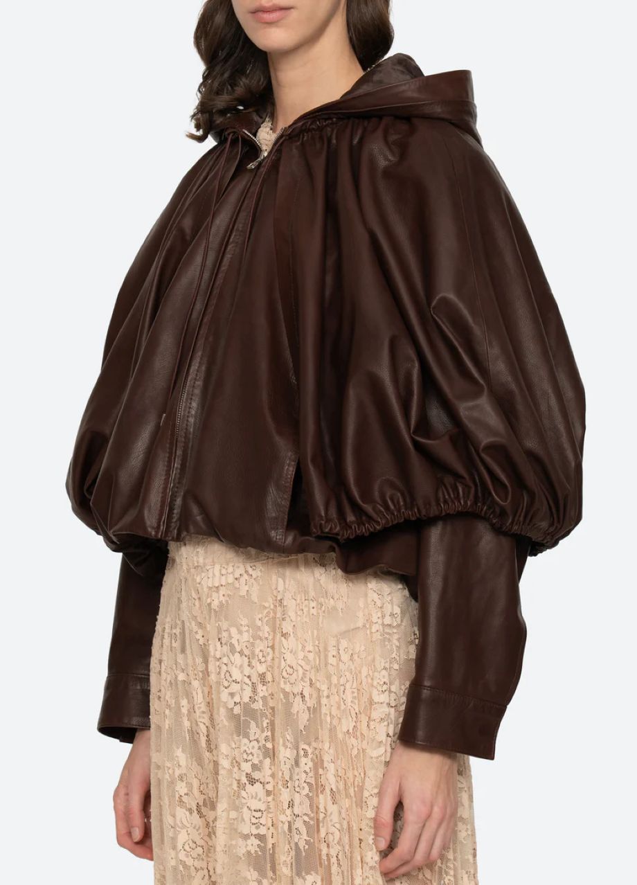 Sea-NY Thompson Leather Cape Jacket - Brown