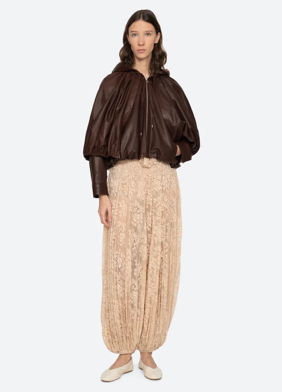 Sea-NY Thompson Leather Cape Jacket - Brown
