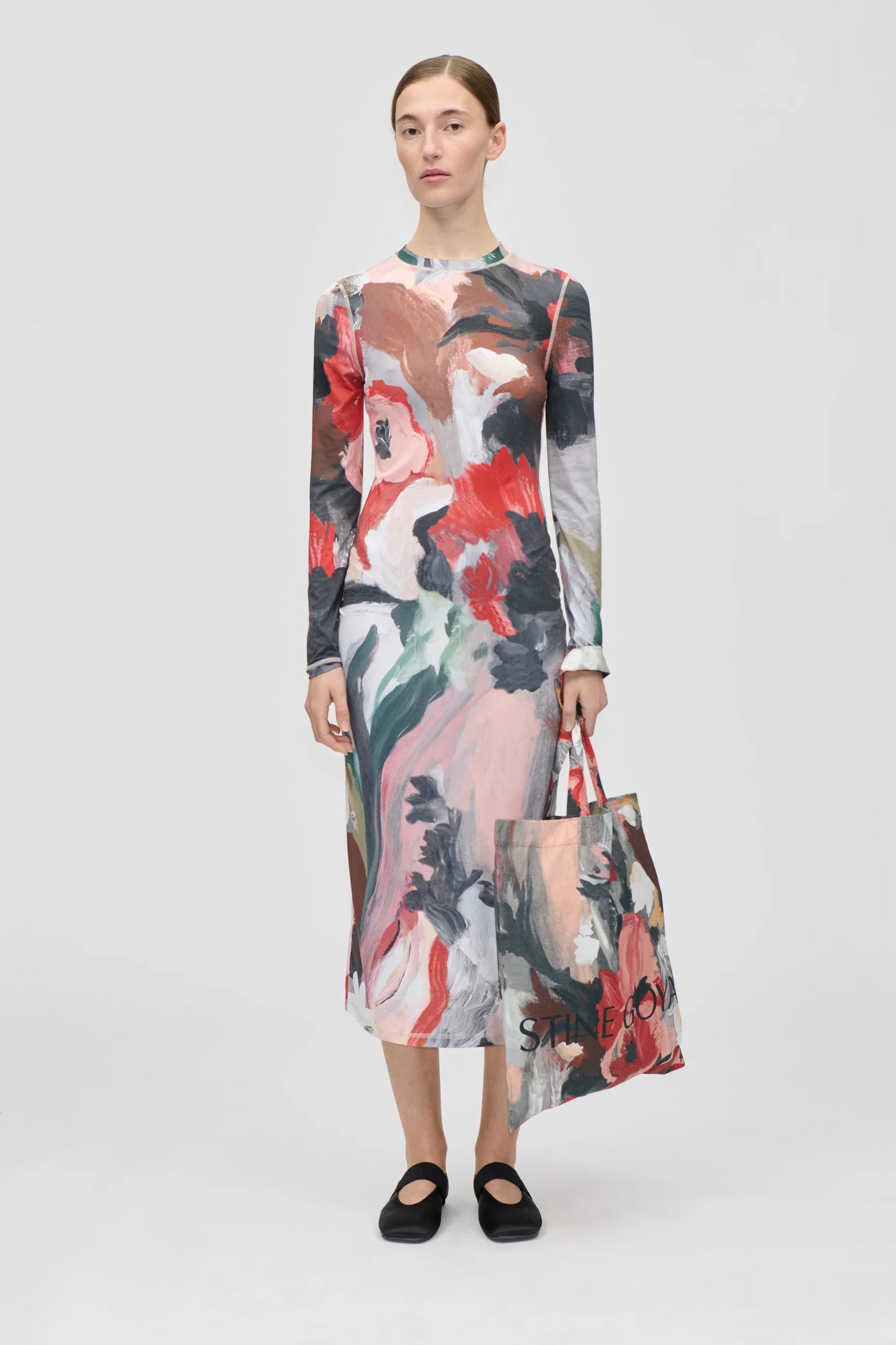 Stine Goya Long Sleeve Midi Dress - My Garden