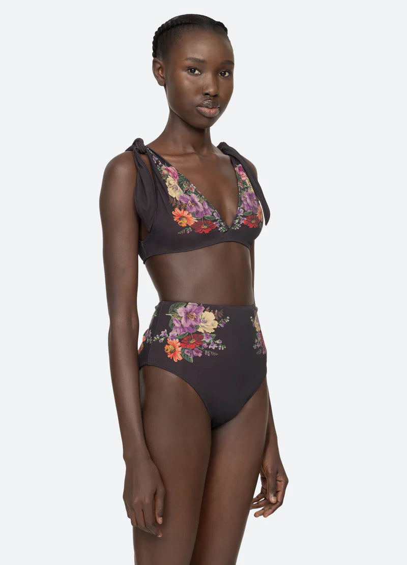 Sea-NY Viktoria Print Tie Strap Bikini Top - Multi