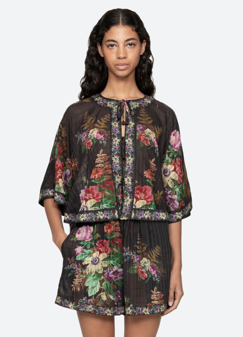 Sea-NY Viktoria Print Tie Front Top - Multi