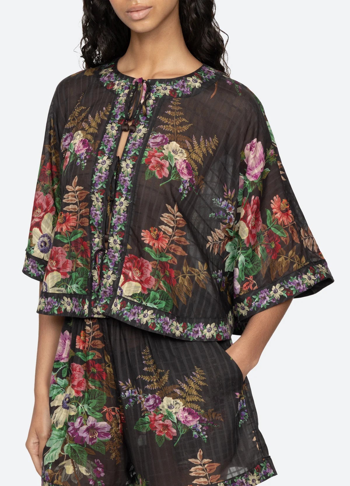 Sea-NY Viktoria Print Tie Front Top - Multi