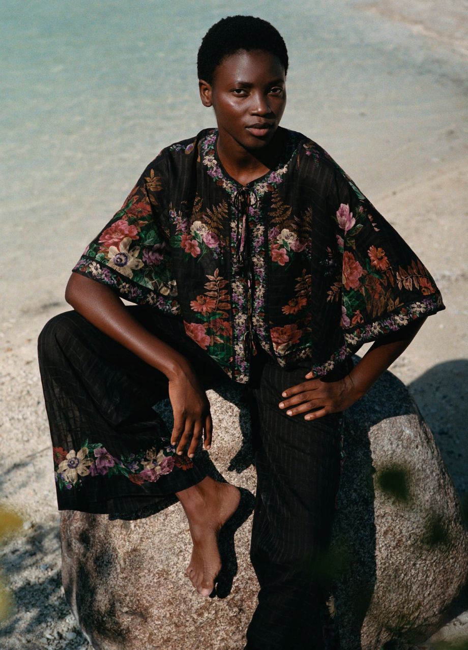 Sea-NY Viktoria Print Tie Front Top - Multi