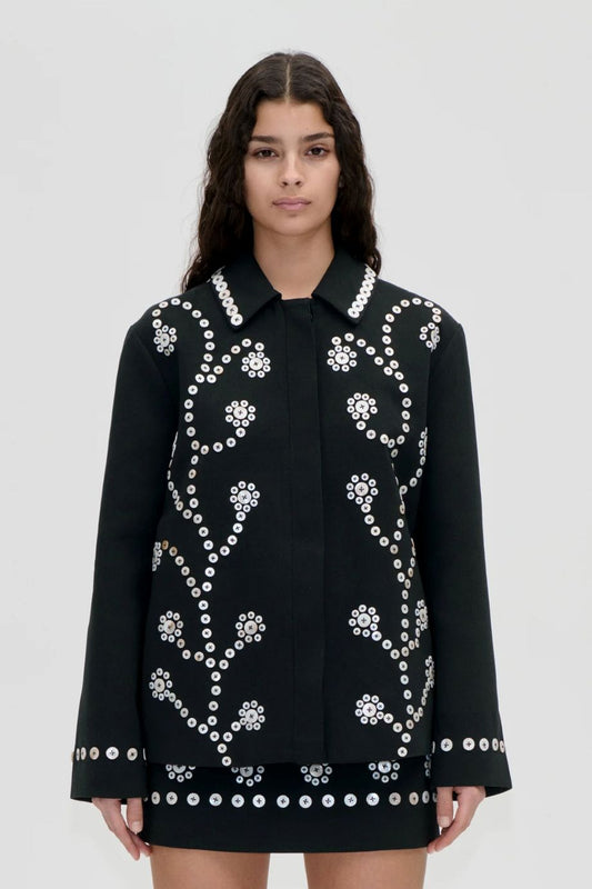 Stine Goya Buttoned Flowers Jacket - Black