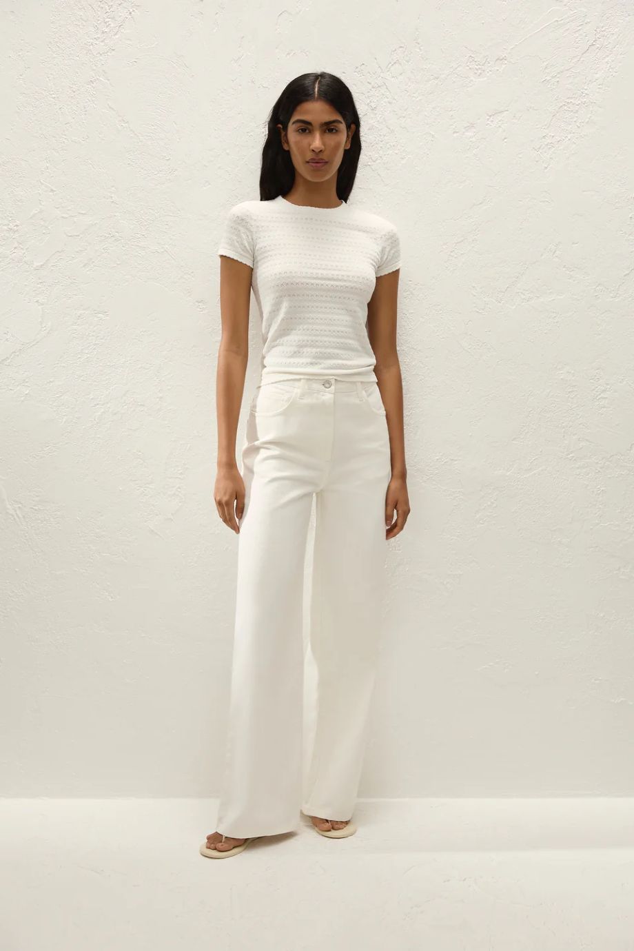 Faithfull the Brand Lisandra Giselle Pointelle T-Shirt - White