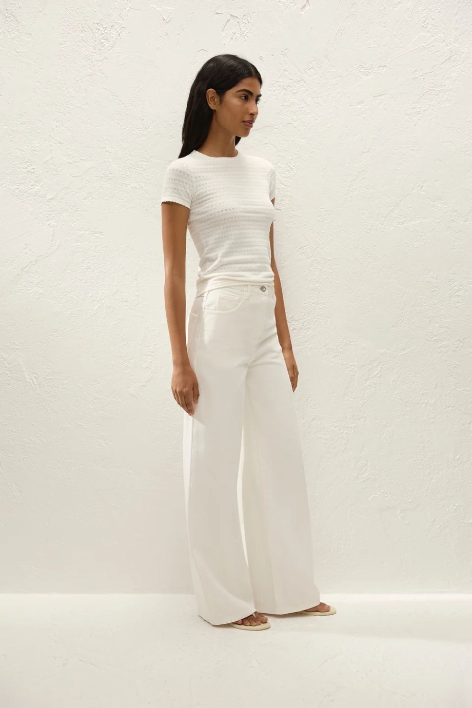 Faithfull the Brand Lisandra Giselle Pointelle T-Shirt - White