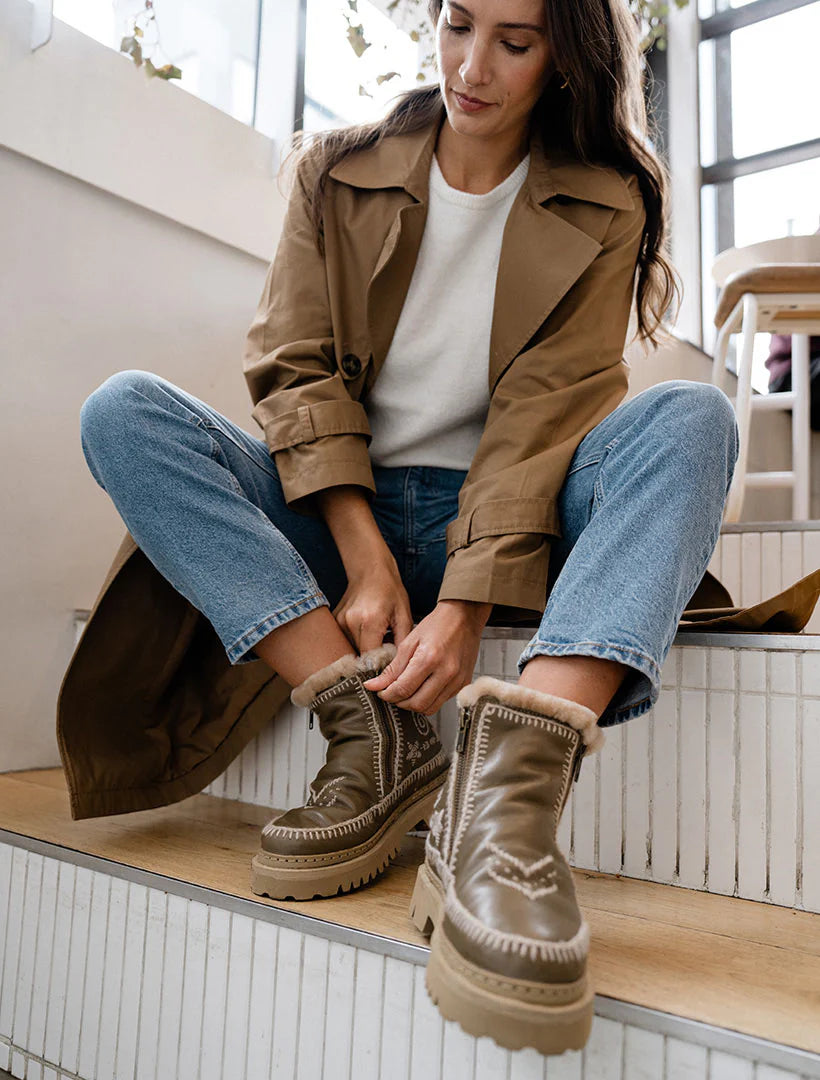 Laidback London Setsu 3.0 Paisley Embroidered Ankle Boot - Otter/Wheat