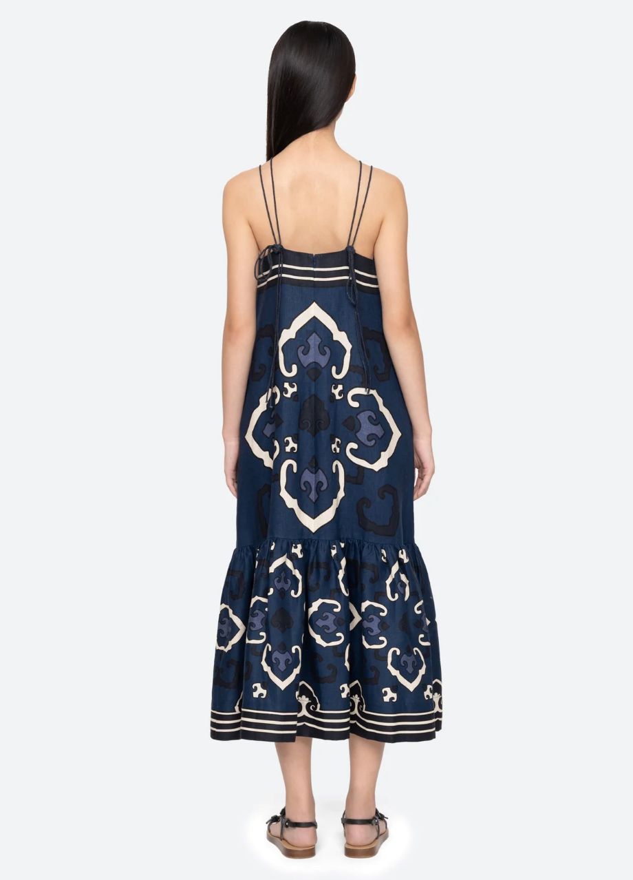 Sea-NY Blaise Spaghetti Strap Dress - Navy