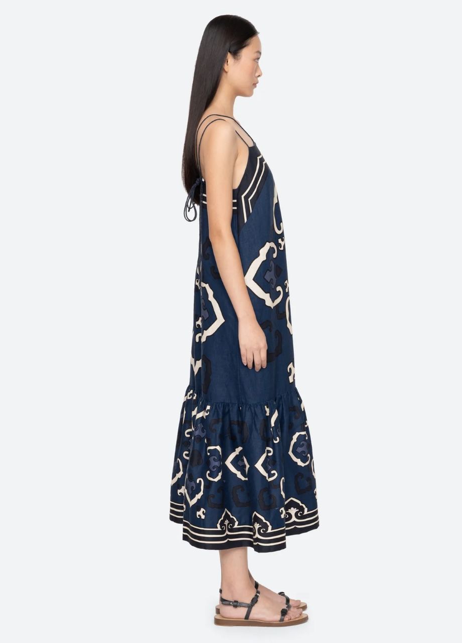 Sea-NY Blaise Spaghetti Strap Dress - Navy